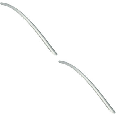 2x Curved Bow Cabinet Pull Handle 408 x 10mm 352mm Fixing Centres Satin Nickel
