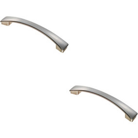 2x Curved Bow Pull Handle 183 x 26mm 160mm Fixing Centres Satin Nickel