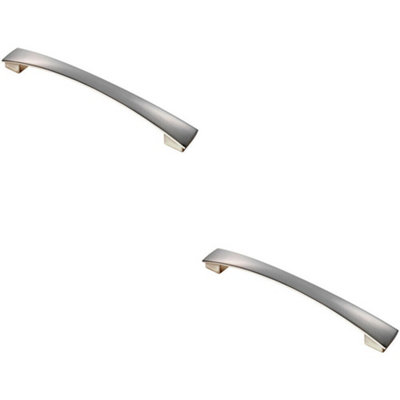 2x Curved Bow Pull Handle 218.5 x 26mm 192mm Fixing Centres Satin