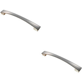 2x Curved Bow Pull Handle 218.5 x 26mm 192mm Fixing Centres Satin Nickel