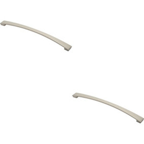 2x Curved Bow Pull Handle 338 x 25mm 320mm Fixing Centres Satin Nickel