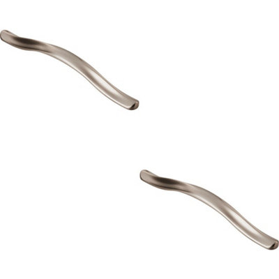 2x Curved Cupboard Pull Handle with Ridge 192mm Fixing Centres Satin Nickel Price Comparisons | Compare The Build