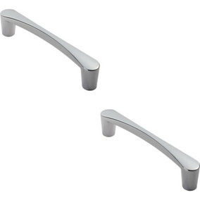 2x Curved D Shape Pull Handle 146 x 18.5mm 128mm Fixing Centres Polished Chrome