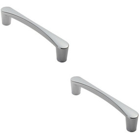 2x Curved D Shape Pull Handle 181 x 20mm 160mm Fixing Centres Polished Chrome