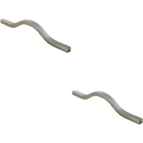 2x Curved Square Bar Pull Handle 240 x 12mm 160mm Fixing Centres Satin Nickel