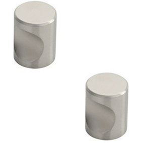 2x Cylindrical Cupboard Door Knob 16mm Diameter Stainless Steel Cabinet Handle