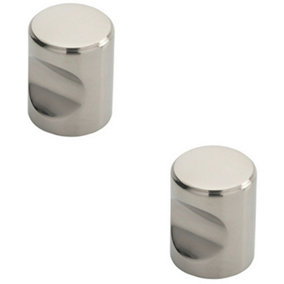 2x Cylindrical Cupboard Door Knob 20mm Diameter Polished Stainless Steel Handle