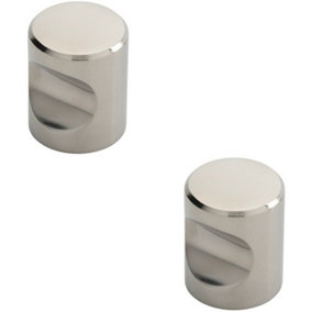 2x Cylindrical Cupboard Door Knob 25mm Diameter Polished Stainless Steel Handle