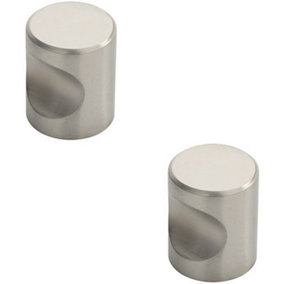 2x Cylindrical Cupboard Door Knob 25mm Diameter Stainless Steel Cabinet Handle