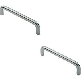2x D Shape Cabinet Pull Handle 106 x 10mm 96mm Fixing Centres Satin Steel