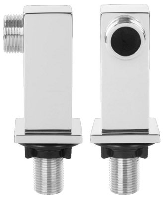 2x Deck Mount Bath Tap Square Shaped Chrome Plated Brass Pillar Faucet Set