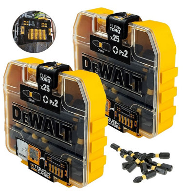 2x Dewalt 25Pc PZ2 Impact Extreme Torsion Screwdriver Bit Set FLEXTORQ Case