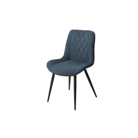 2x Diamond Stitch Blue Cord Fabric Dining Chair, Black Tapered Legs