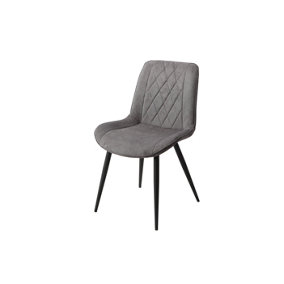 2x Diamond Stitch Grey Fabric Dining Chair, Black Tapered Legs