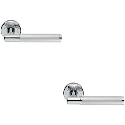 2x Door Handle Lever on Concealed Round Rose Polished Chrome Satin Chrome Price Comparisons | Compare The Build