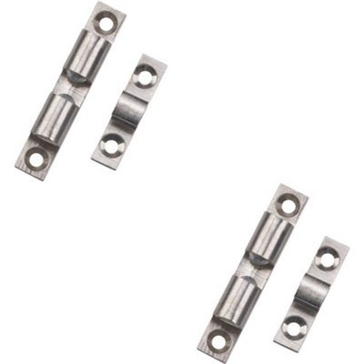 2x Double Ball Roller Cupboard Catch 50 x 9mm 40mm Fixing Centers Satin
