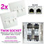 2x Double CAT6a Shielded Wall Plate Tool less RJ45 Ethernet Data Socket Outlet