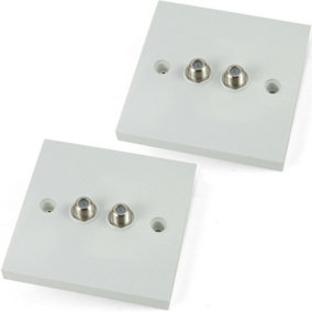 2x Double Dual F Type Connector Wall Face Plate Outlet Sky Plus Satellite Screw