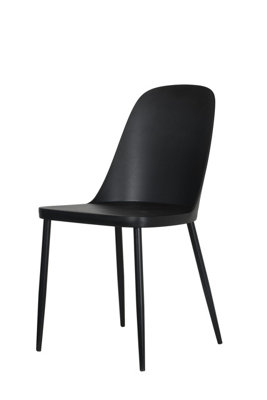 2x Duo Chair, Black Plastic Seat With Black Metal Legs