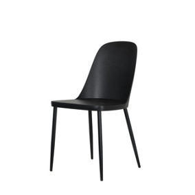 2x Duo Chair, Black Plastic Seat With Black Metal Legs