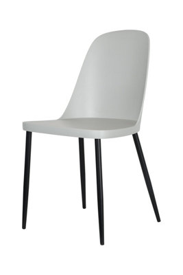 2x Duo Chair, Light Grey Plastic Seat With Black Metal Legs