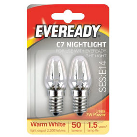 2x E14 Replacement Night Light Bulbs 7W E14 Screw Cap Small Edison Warm White