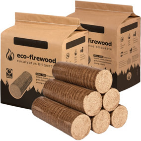 2x Eco Firewood 7kg Hot Burning Briquettes kiln dried log eco-alternitive, for Open fires, Wood Stoves, BBQs, Log Burners (2 Pack)