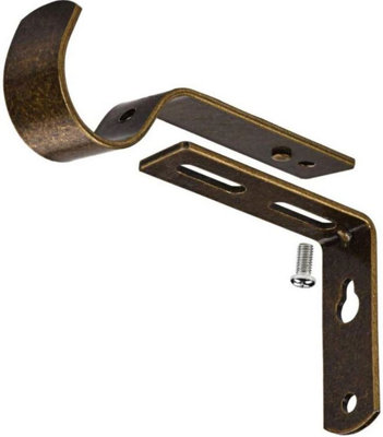 2x Extendable Curtain Pole Brackets Brass Colour to Fit 19mm Diameter ...