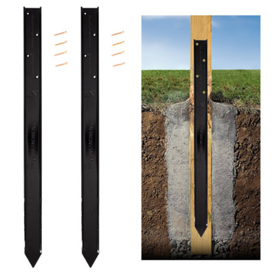 2x Fence Rescue - Post Repair Stake Anchor - Ideal for Wooden Posts Set ...