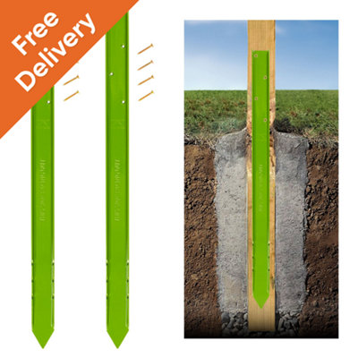 2x Fence Rescue - Post Repair Stake Anchor - Ideal for Wooden Posts Set ...