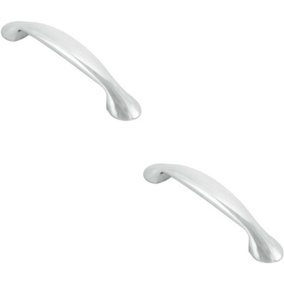 2x Flared Cabinet Pull Handle 165.5 x 23mm 128mm Fixing Centres Chrome