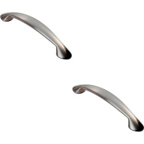 2x Flared Cabinet Pull Handle 165.5 x 23mm 128mm Fixing Centres Satin Nickel
