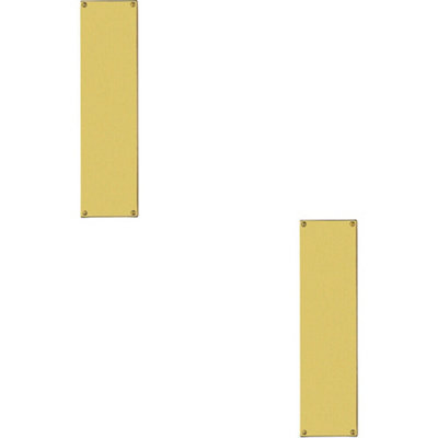 2x Flat 1.5mm Door Finger Plate 304 x 77mm Polished Brass Protective Push Plate