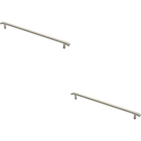 2x Flat Bar Pull Handle with Chamfered Edges 600mm Fixing Centres Satin Steel