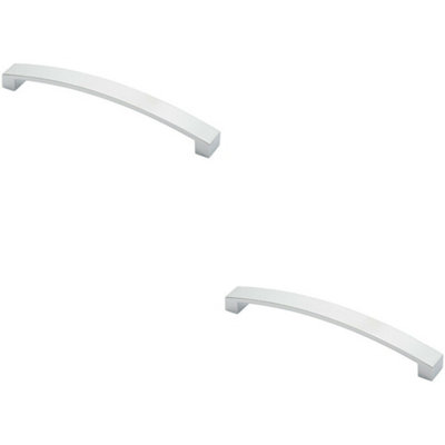 2x Flat Curved Bow Pull Handle 238 x 25mm 224mm Fixing Centres Polished Chrome
