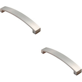 2x Flat Curved Bow Pull Handle 238 x 25mm 224mm Fixing Centres Satin Nickel