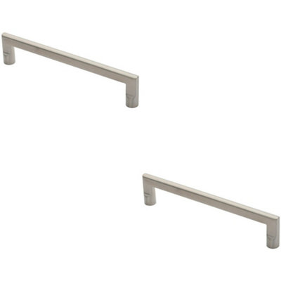 2x Flat D Bar Door Pull Handle 315 x 15mm 300mm Fixing Centres Satin Steel