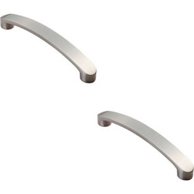 2x Flat Fronted Bow Pull Handle 140 x 12mm 128mm Fixing Centres Satin Nickel