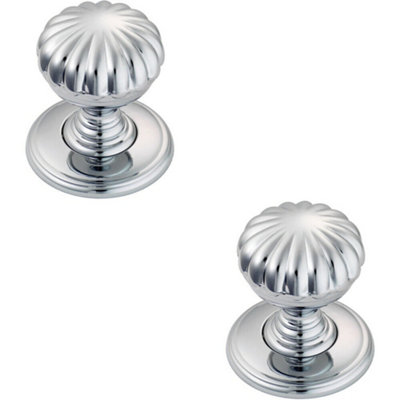 2x Flower Design Textured Cupboard Door Knob 31mm Diameter Polished Chrome