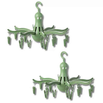 2x Foldable Hanging Laundry Drying Rack with 16 Pegs Octopus Style