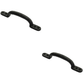 2x Forged Iron Hotbed Pull Handle 152 x 18mm Black Antique Door Handle