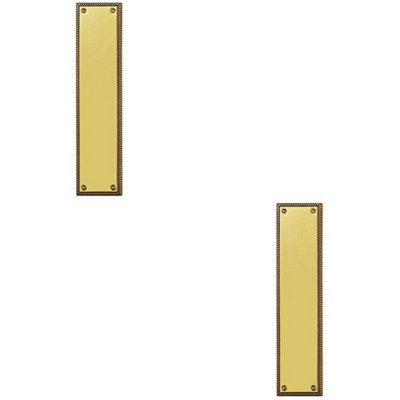 2x Georgian Door Finger Plate 302 x 74mm Rope Design Border Polished Brass