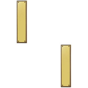 2x Georgian Door Finger Plate 302 x 74mm Rope Design Border Polished Brass