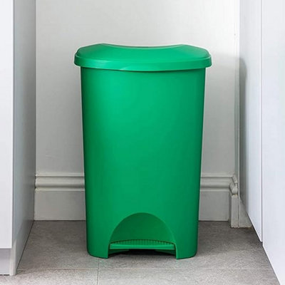 2x  Green 50 Litre Strong Plastic Hard Wearing Coloured Recycling Bins Complete With Lids