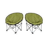 2x Green Adult Bucket Camping Chair Padded High Back Folding Orca Moon Chair & Bag