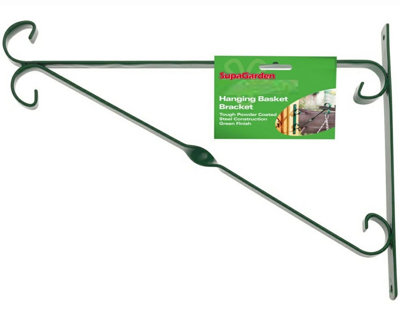 2x Green Hanging Basket Bracket 10 Inch 25cm Metal Flower Basket Fence Hanger