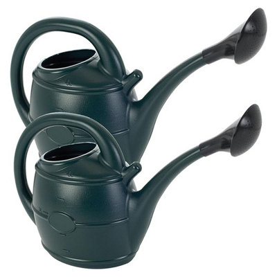 2x Green Lightweight 10 Litres Garden Watering Can With Sprinkler Rose Head For Flowers & Plants