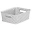 2x Grey 4L Curver Plastic Rattan Storage Basket Shelf Tray 25.5 x 19.5cm