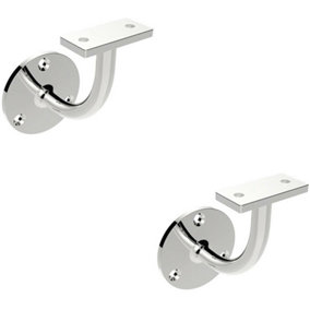 2x Handrail Bannister Bracket Wall Support 62mm Projection Polished Steel
