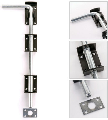 2x Heavy Duty Garden Gate / Garage Door Drop Bolt 375mm (15")
